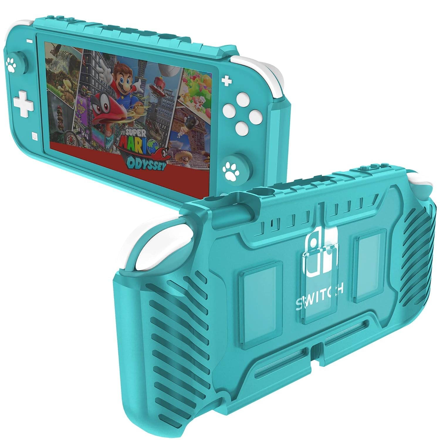 TMG Rugged Protective Case for Nintendo Switch Lite | Shockproof Grip Cover with Soft TPU & Hard Shell | Ergonomic Anti-Slip Design with Game Card Storage | Compatible with Switch Lite Console (Turquoise)