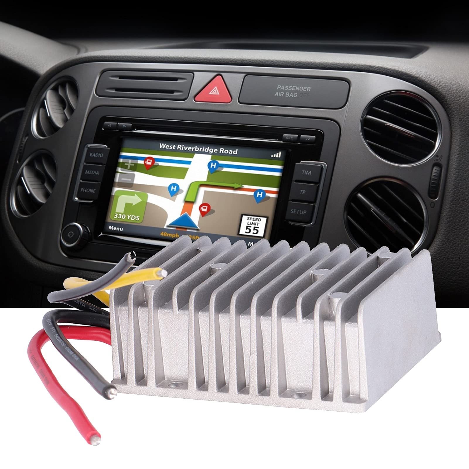 AMONIDA Convertidor de Voltaje CC de 12V a 24V 20A, Potente Transformador de Refuerzo para Electrónica de Coche, Proyectos de Bricolaje, Aleación de Aluminio