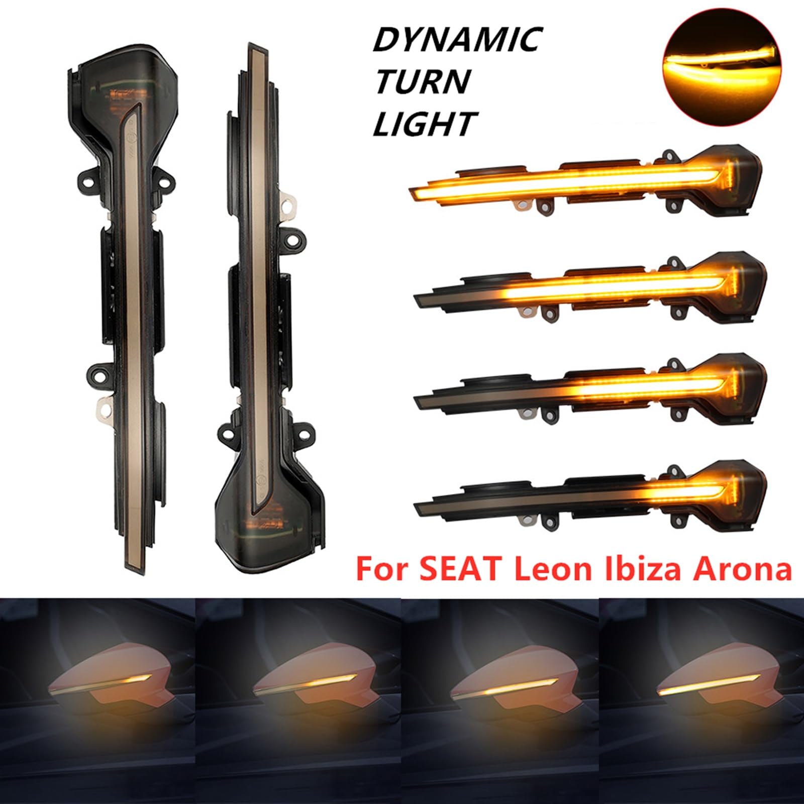 Dynamiczny kierunkowskaz migacz sekwencyjny kierunkowskaz w lusterku bocznym, dla Seat Leon Mk3 5F 2013-2018 Ibiza Mk5 Arona 2017 2018 Światło kierunkowskazu samochodowego