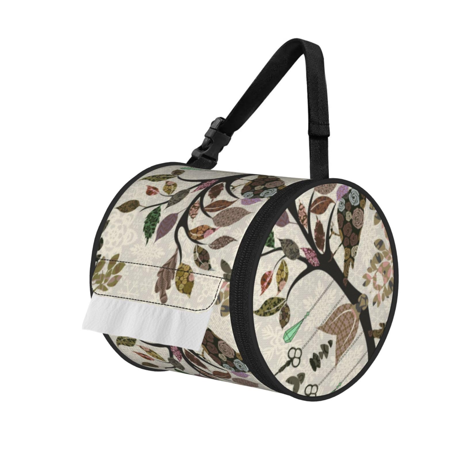 Birds On Branches Print Hanging Toilet Paper Holder Camping Paper Towel Holder Portable Car Roll Paper Storage Bag With Adjustable Strap Suitable For Bathroom,Kitchen