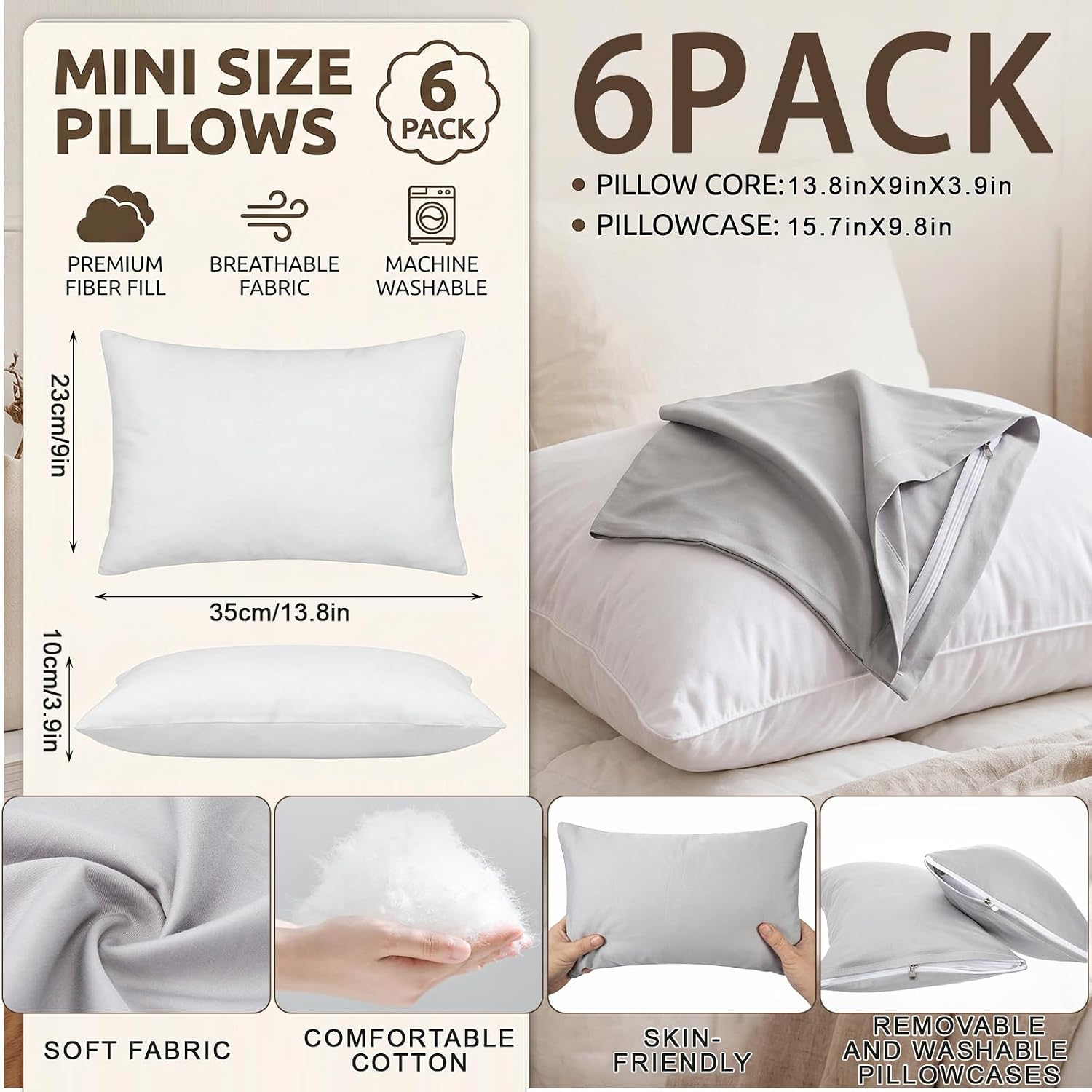 Novabright 12 Pack Mini Pillows Throw Blanket Set 18"x13" Small Pillows for Travel Neck Lumbar and 47×39'' Flannel Fleece Throw Blanket for Daycare Nap Time Office Travel Pet Toddlers Kids
