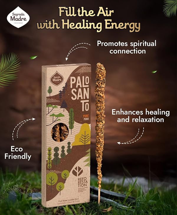 Sagrada Madre 4pcs Wildly Harvested Palo Santo Incense Sticks, 6.7” Long - Pure, Non-Toxic, Aromatic Incense Sticks (50 min Approx. Burning Time) to Heal & Calm Your Body and Environment by Sagrada Madre - Image 4