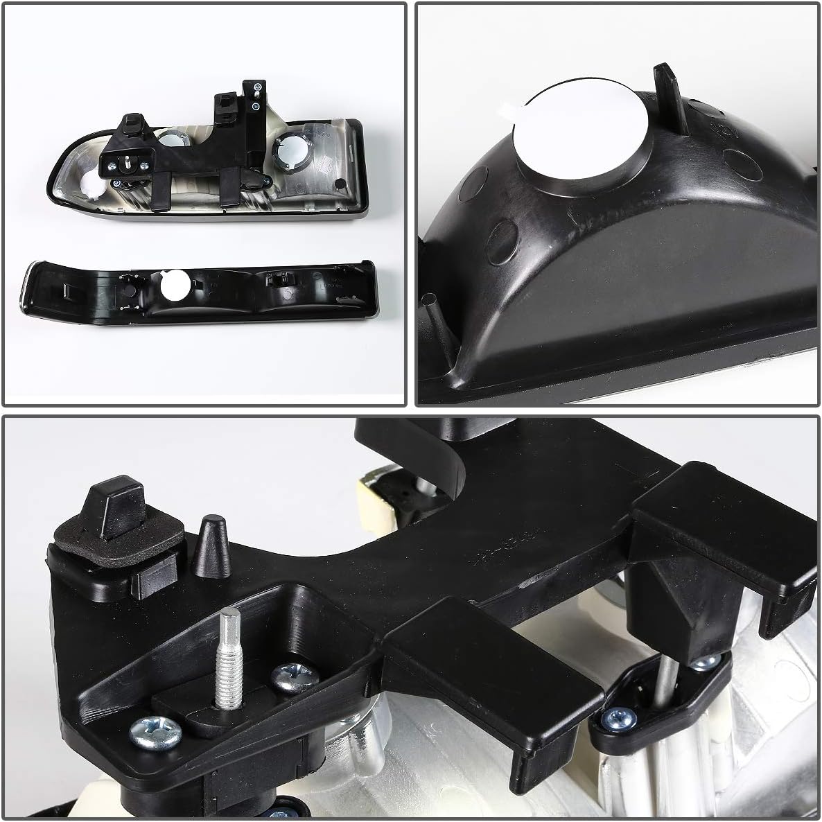 Auto Dynasty Compatible with Chevy S10 Pair of Chrome Housing Amber Corner Headlight + Red LED 3rd Brake Light