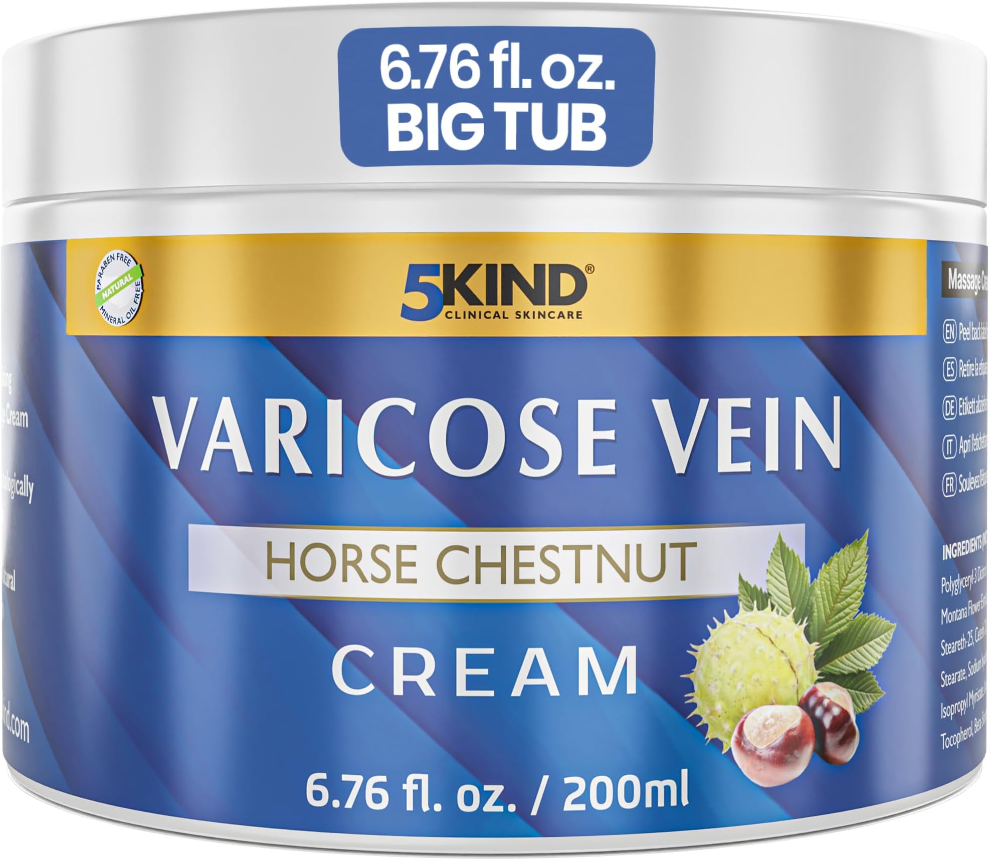 - Varicose Veins Treatment for Legs 6.76 Fl Oz - Horse Chestnut Cream for Varicose Veins with Zinc, Avocado & Arnica - Improve the Appearance & Feel of Varicose Veins - Varicose Veins Cream by 5Kind
