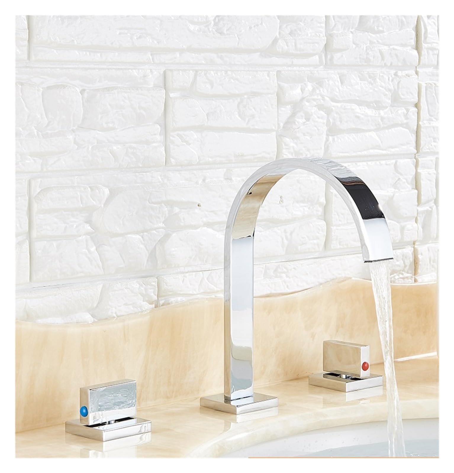 Robinet de lavabo eau chaude froide 3 trous avec double poignée précise