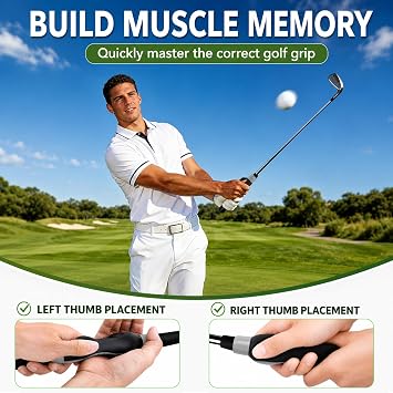 HRUIYL Golf Grip Trainer Training Aid to Improve Proper Hand Position, Build Muscle Memory & Swing Consistency, Ideal for Beginner and Intermediate Golfers