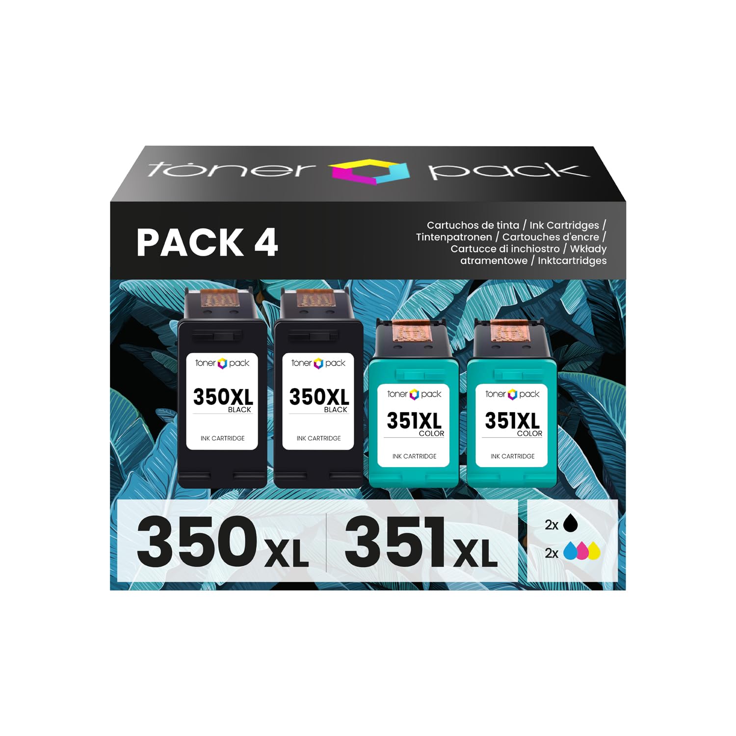 TONER PACK 350XL 351XL - Cartuchos de Tinta para HP 350 XL 351 XL Remanufacturado para HP Deskjet D4260 D4360, Officejet J5780 J6410, Photosmart C4280 C4340 C4380 C4480 C4580 (2X 350XL, 2X 351XL)