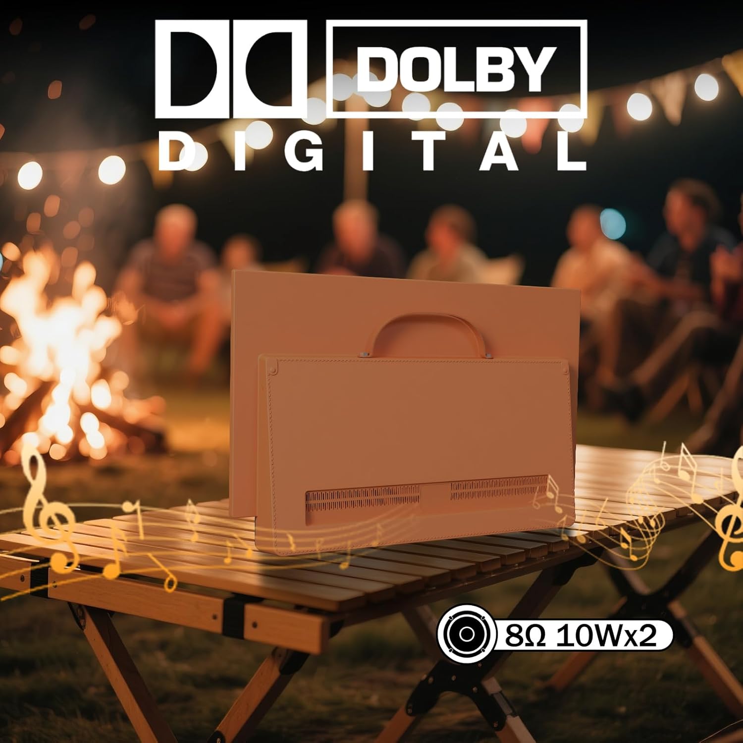 27 inch Portable TV FHD 1080P Android14 OS with Google TV,9000mAh Battery,Dolby Audio,100%sRGB,Google Assistant,Leather Handle,Streaming Android TV with Carry Case for Outdoor Travel Camping,Orange