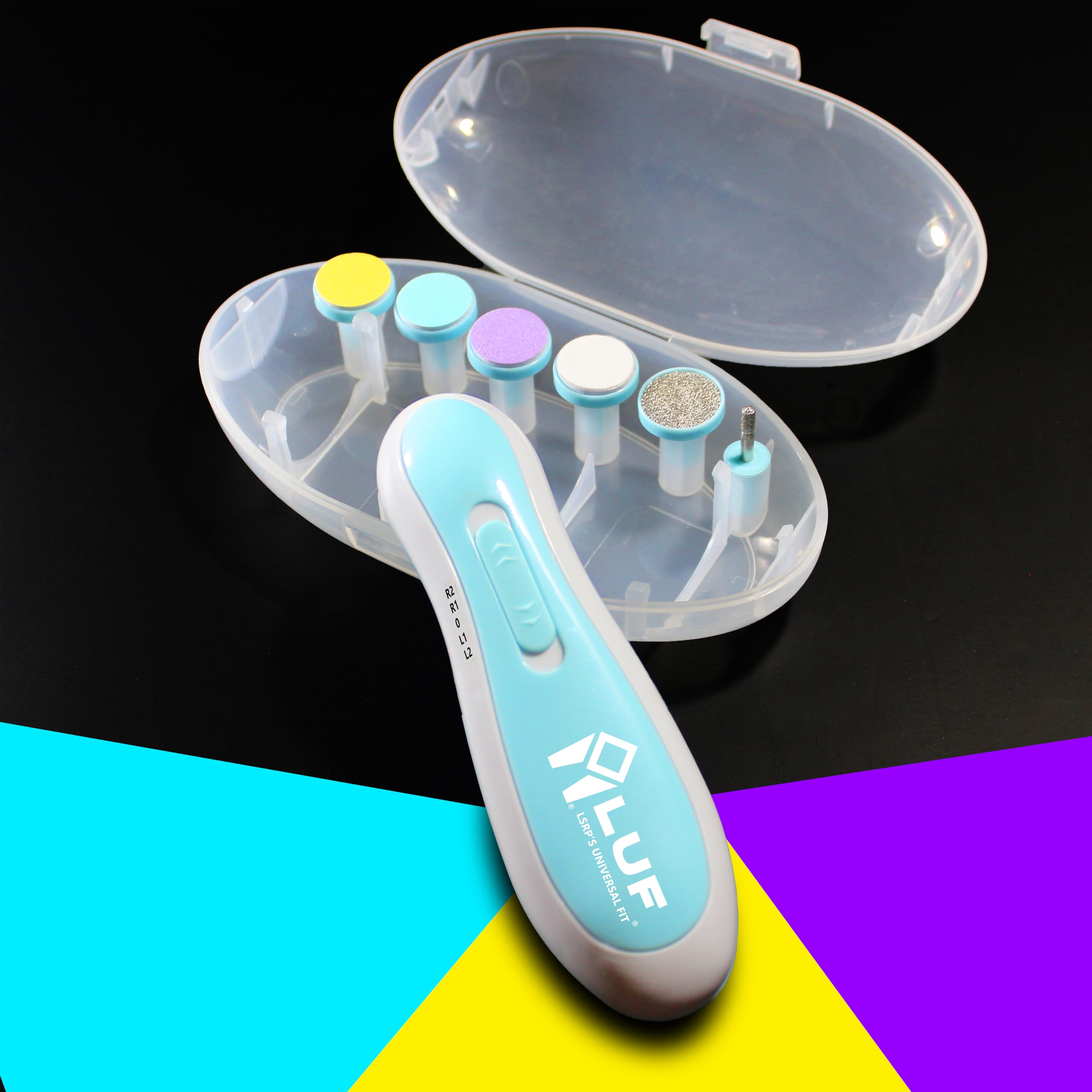 LUF Baby Nail Trimmer Electric | Safe Baby Nail File | Baby Nail Clippers with Light and 6 Grinding Pads for Newborn Infant Toddler or Adults Toes and Fingernails | Kids Nail Care | Polish and Trim-image-12