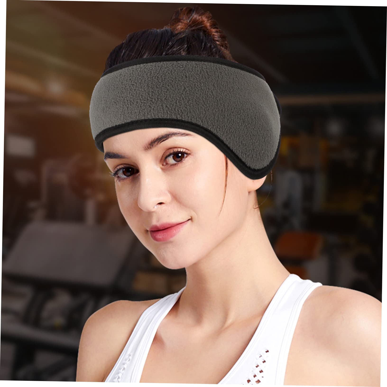 COLLBATH Yarn Fabric Ear Warm Headbands Set Comfortable Running Headbands for Winter Yoga Sports Dark Grey