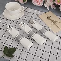 Vista 4 de COLOSUS Paquete de 50 cubiertos desechables de plástico plateado preenrollados, juego de cubiertos de servilletas preenrolladas incluye cuchillo