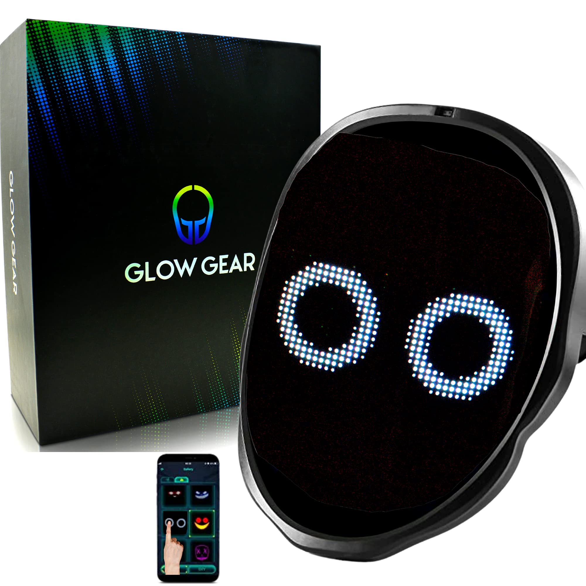 M-zone Face Transforming LED Mask, App Controlled Light Up Mask, Programmable and Customizable With 115 Pre-Installed Faces