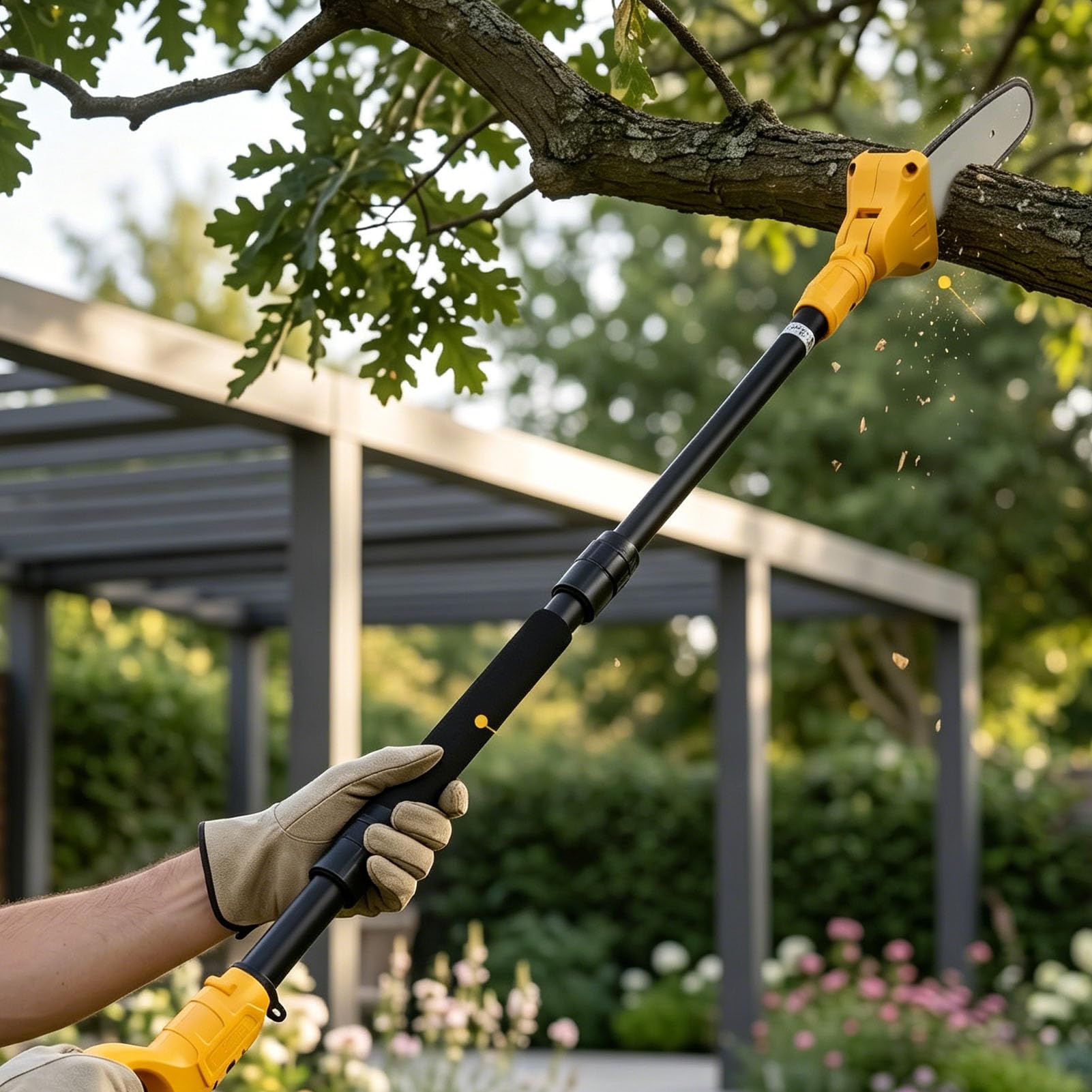 Sorandy 2m Mini Motosierra Inalámbrica con Pértiga de Extensión