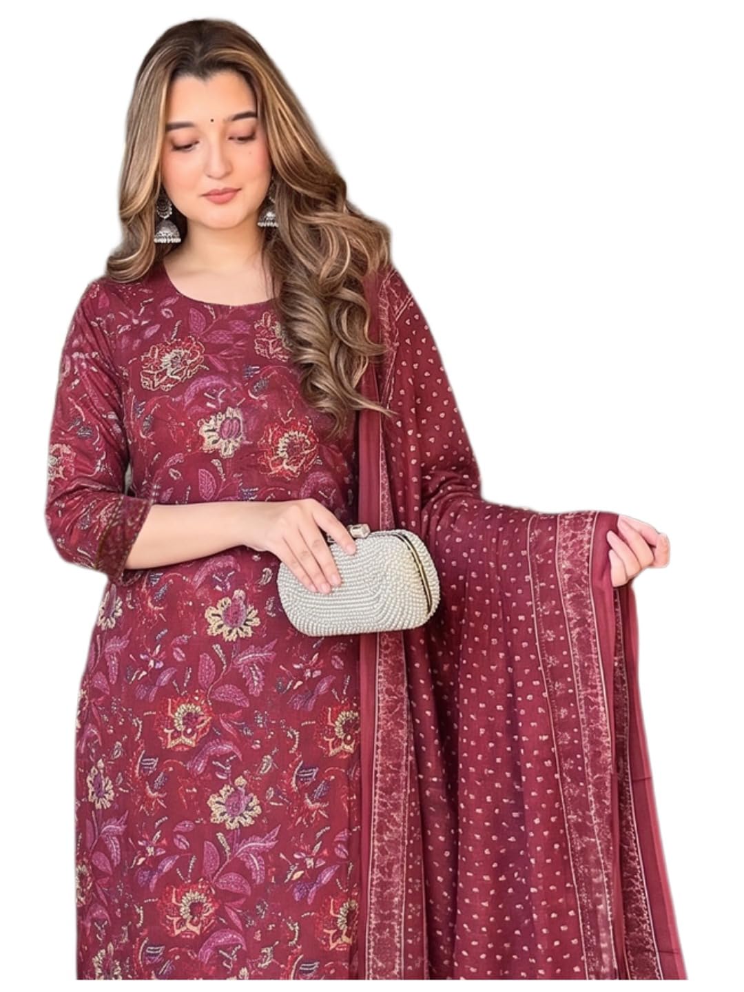 anni designer Kurta Sets for Women Viscose Printed | Kurti Set for Woman | Straight Kurta Pant Dupatta Set | 3 Piece Set Women | Round Neck 3/4 Sleeve Suit Set Stylish Ethnic Outfit Clothing-picture-53