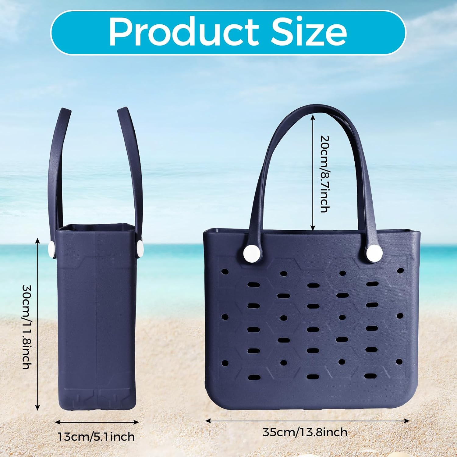 Rubber Beach Bag for Men & Women, Water-resistant Travel Tote Bag for the Beach Boat Pool - Image 3