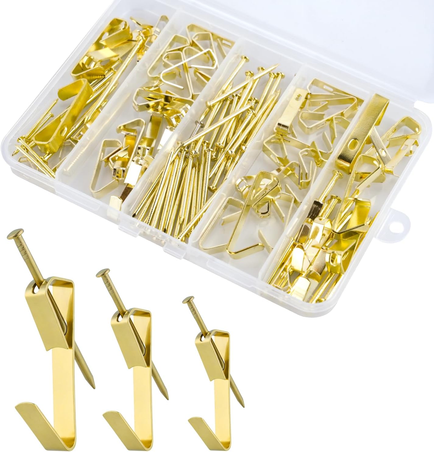 120 Pcs Picture Hanging Kit, Picture Hangers 10lb, 30lb, 50lb Hooks with Nails, Picture Hooks for Hanging Pictures, Heavy Duty Photo Frame for Pictures, Painting ,Mirror, Wall Art