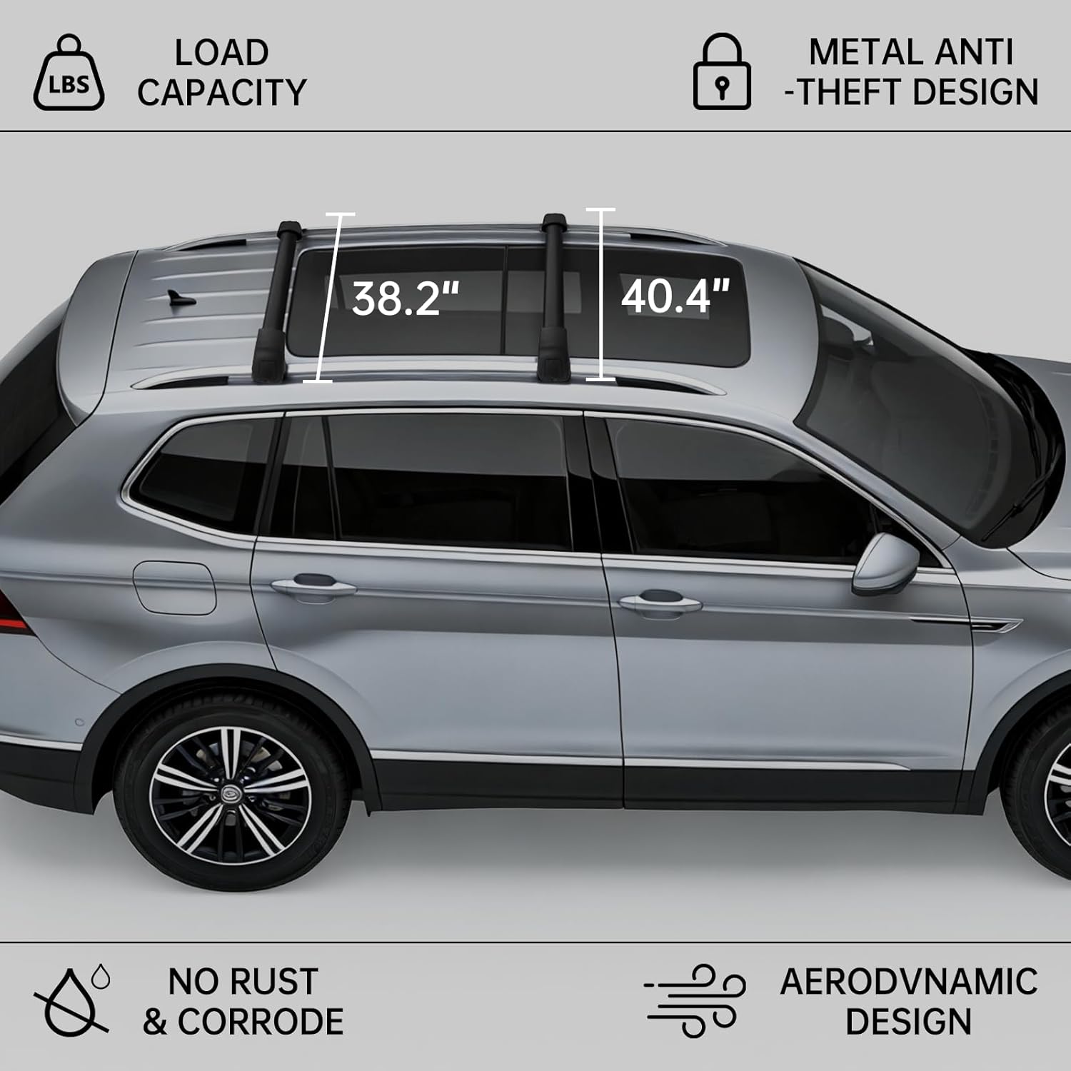 Lockable Roof Rack Cross Bars Compatible with 2016-2021 Hyundai Tucson, Heavy Duty Aluminum Crossbars, Anti-Theft Roof Bars for Rooftop Cargo Luggage Kayak