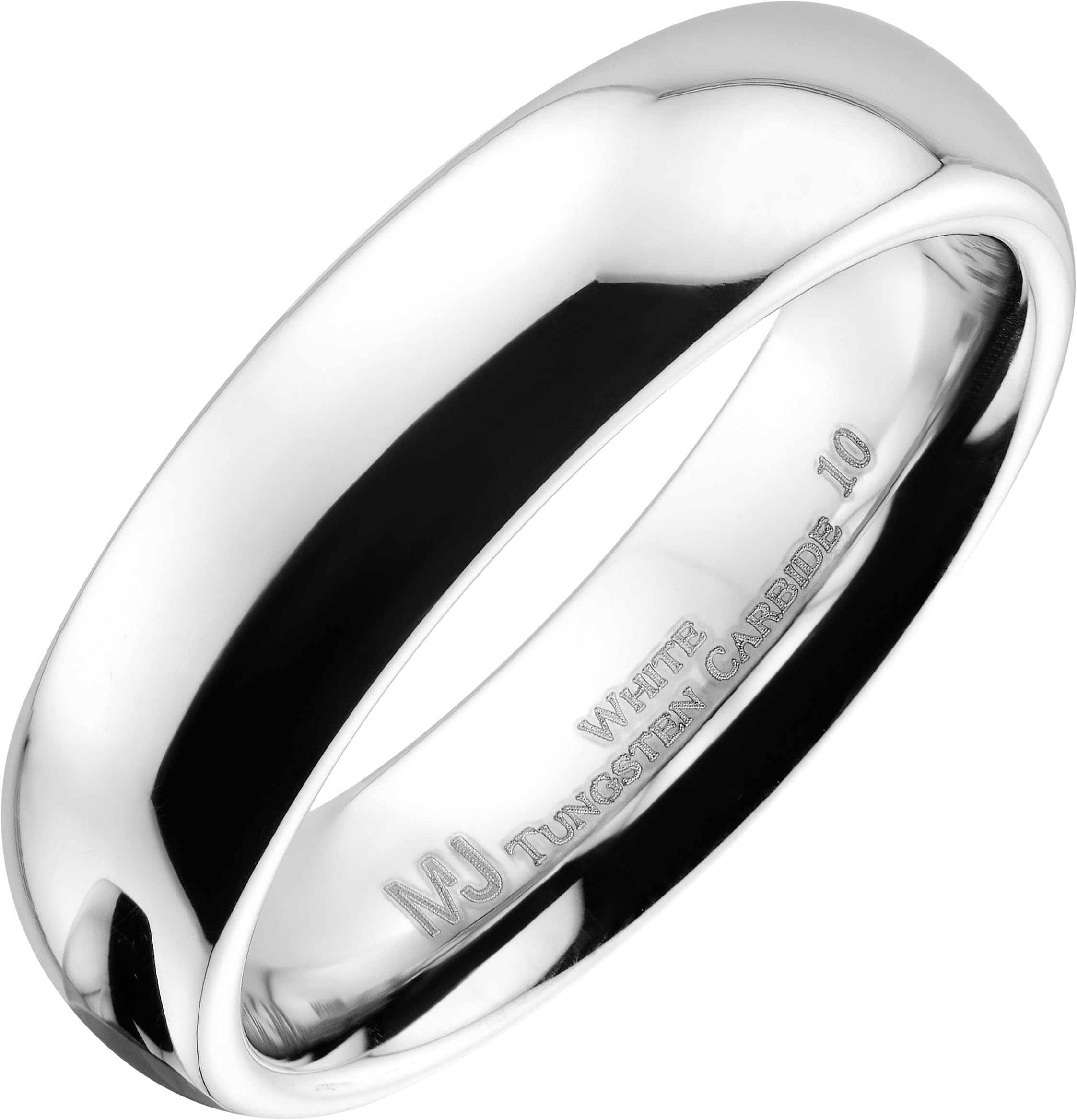 Classic Mirror Polished White Tungsten Carbide 2mm to 10mm COMFORT FIT Wedding Band Ring