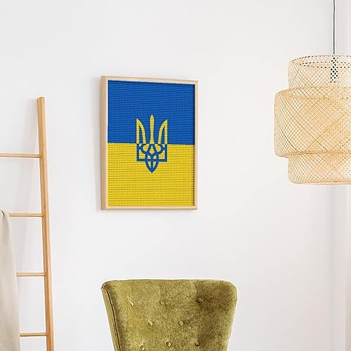 Miniatura 4 de Kits de pintura de diamantes de bandera ucraniana, pintura de bricolaje de taladro completo, pintura de diamantes, arte para decoración de pared del