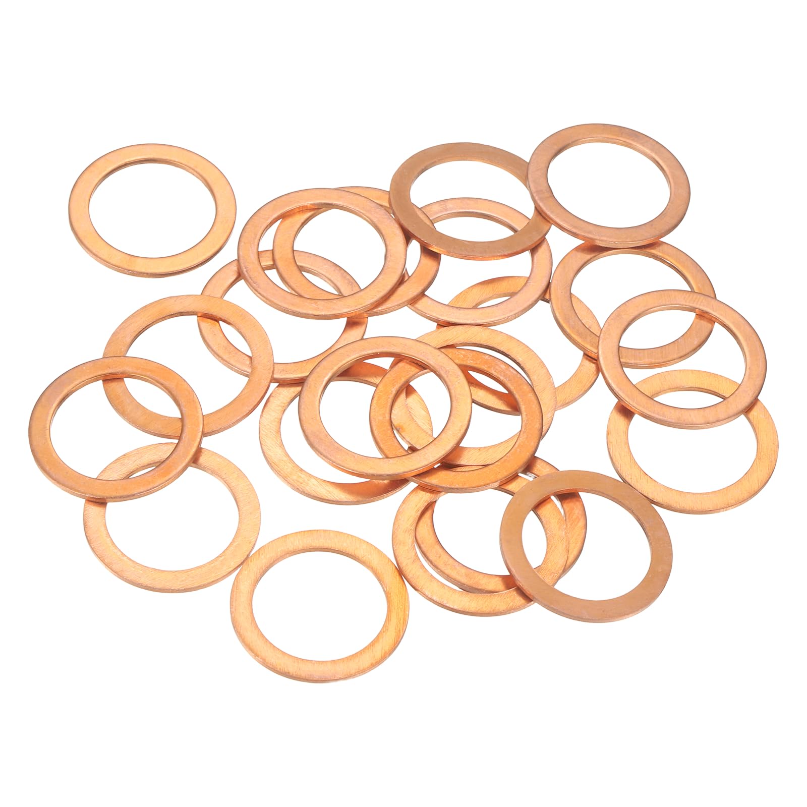 sourcing map 30 Pcs Flat Copper Washers, 22x30x1.5mm Copper Upgraded Flat Metric Sealing Crush Ring Washers for Hydraulic Fittings Screw Bolt Nut Electronic Repair