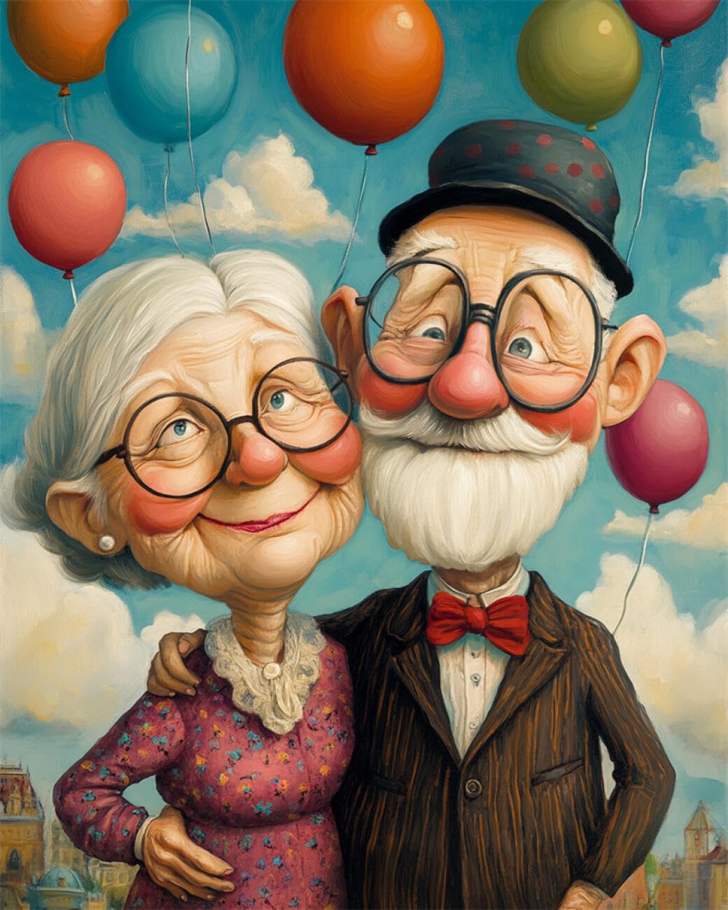 RKFLGEW 14CT Cross-Stitch Counted Kits Elderly Couple and Balloons Cross Stitch Kits Embroidery Starter Set for Beginners DIY Home Decoration 40x50cm