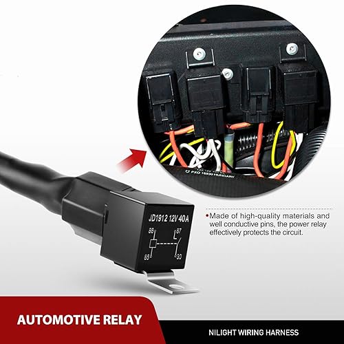 Miniatura 22 de Nilight - 10017W 16AWG Kit de arnés de cableado con conector DT Barra de luz LED de 12V Interruptor de encendido y apagado Relé de potencia Fusible