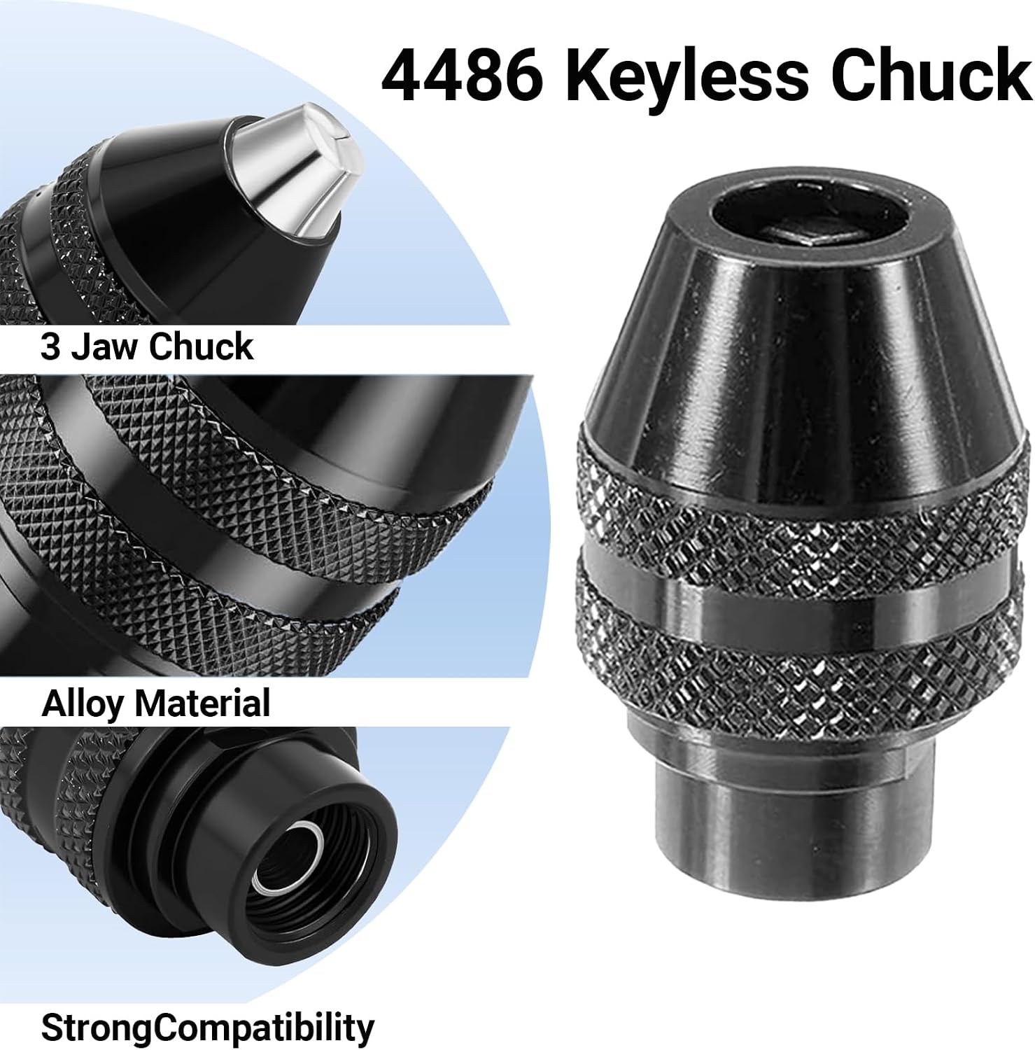 6-Pack 4486 Keyless Chuck, 1/32" to 1/8" Quick Change Rotary Tool Adapter Kit, All-Metal 3-Jaw Replacement Chuck for Dremel 4000 3000 4300 8220 395 7300 7700 8200 275 285 398 Rotary Tools