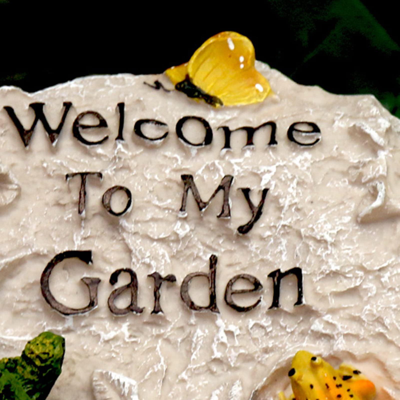 LTL Adornos de Cartel de Bienvenida, Jardín de Hada Impermeable Resina Estatua Piedra de Simulación Figurita Decoración para Casa, Camino, Césped