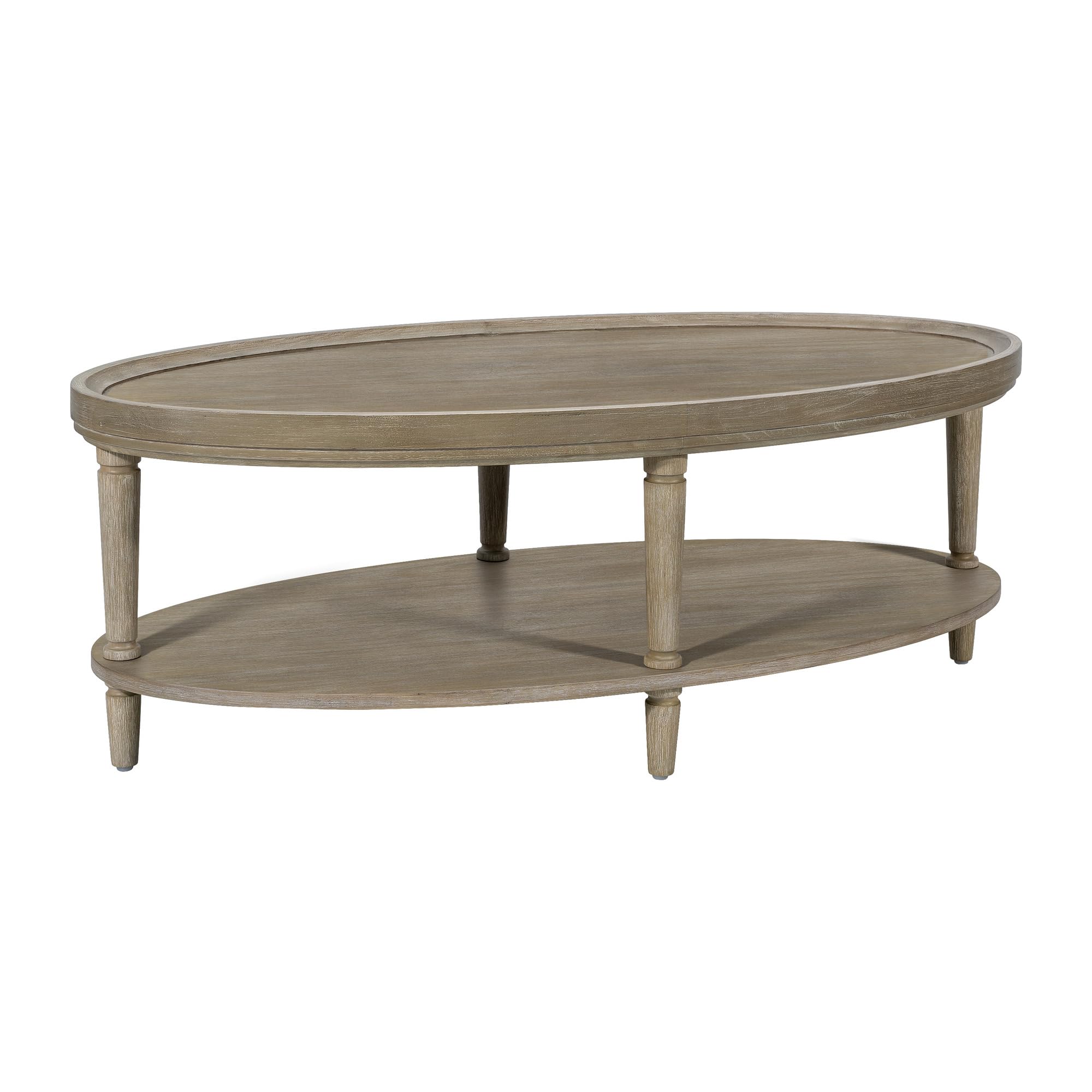 incomplete ) Martha Stewart Ayanna Round Coffee Table for Living Room, Bedford Collection, Farmhouse Coffee Table with Shelving for Storage, Modern Farmhouse Living Room Table, 48" Wide Reclaimed Greige
