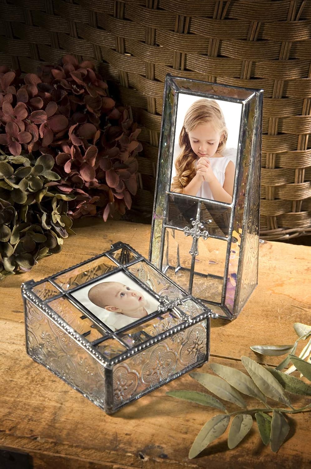 Baptism Picture Frame with Christian Cross First Communion Christening Baby Girl 2x3 Photo Religious Keepsake Gift J Devlin Pic 279-23 Clear Iridescent