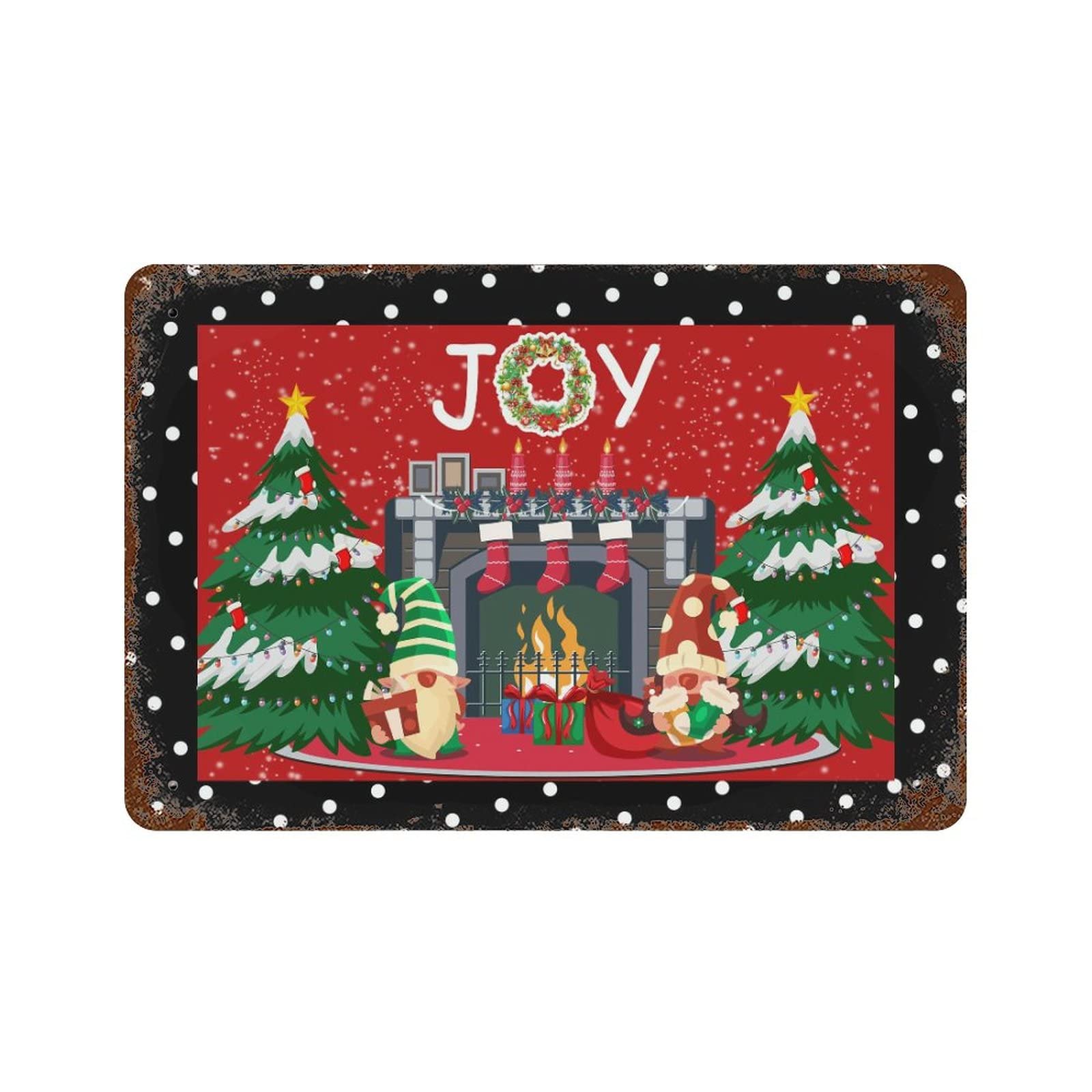 Panneau en métal de Noël Gnome Joy plaque décorative haute résistance 30,5 x 45,7 cm pour jardin
