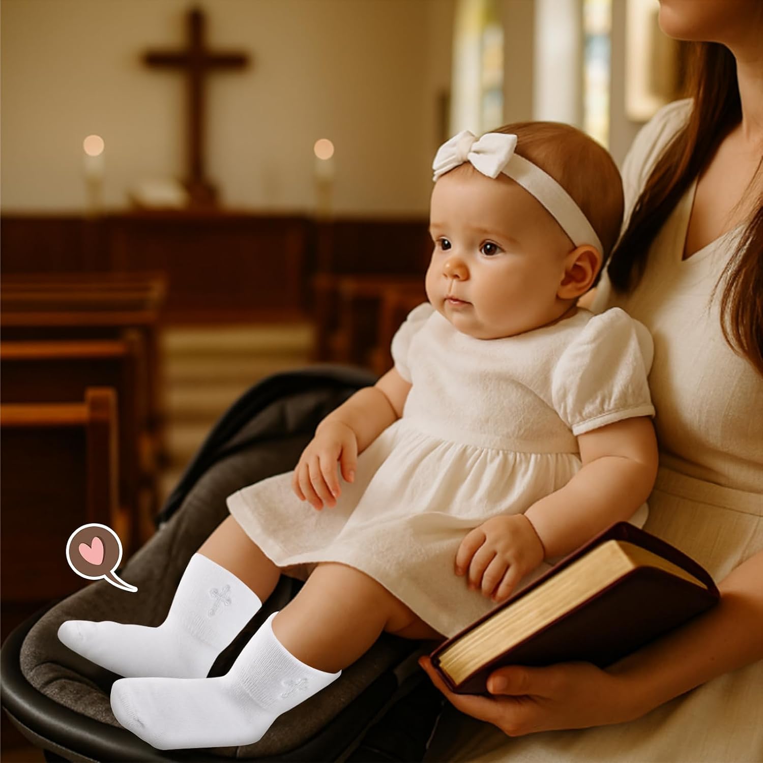 Rotel Baptism Socks for Baby Infant,White Newborn Christening Outfit Socks With Cross,Christening Dresses for Baby Girl Boy