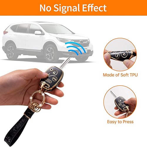 Miniatura 3 de Funda protectora para llavero Honda, compatible con Accord 2003-2012CivicCR-V Pilot Fit Odyssey Ridgeline Smart Key Holder con cordón de cuero,