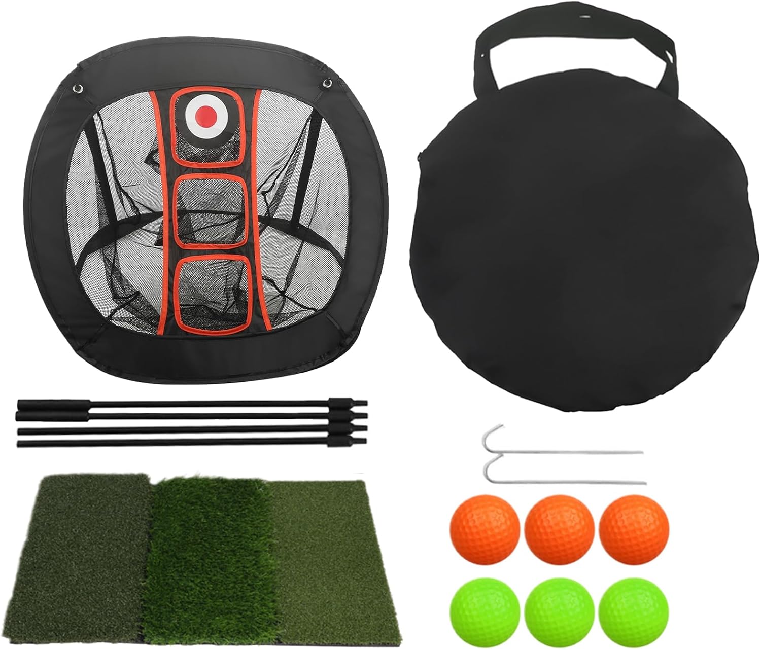 Golf Chipping Net Set with Mat, Lightweight and Portable, 70x71x54cm, Portable Golf Chipping Nèt, Foldable Practice Net, Enhances Short Game, for Men, Women, Beginners