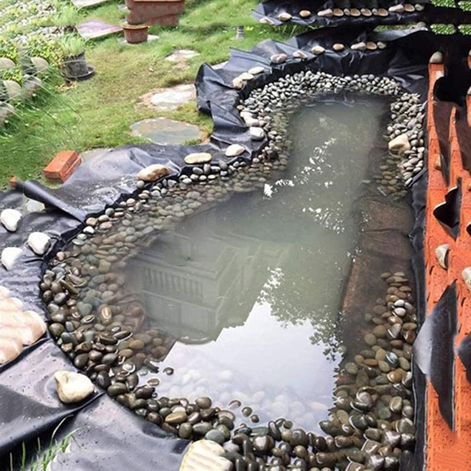 Garden pond liner 0.2mm thick HDPE Impermeable Film, Fish-Safe Pond and Fountain Liner Heat & Aging Resistant for Water Gardens, Fish Ponds, Water Fountains, Waterfalls ( Color : Black , Size : 3mx3m