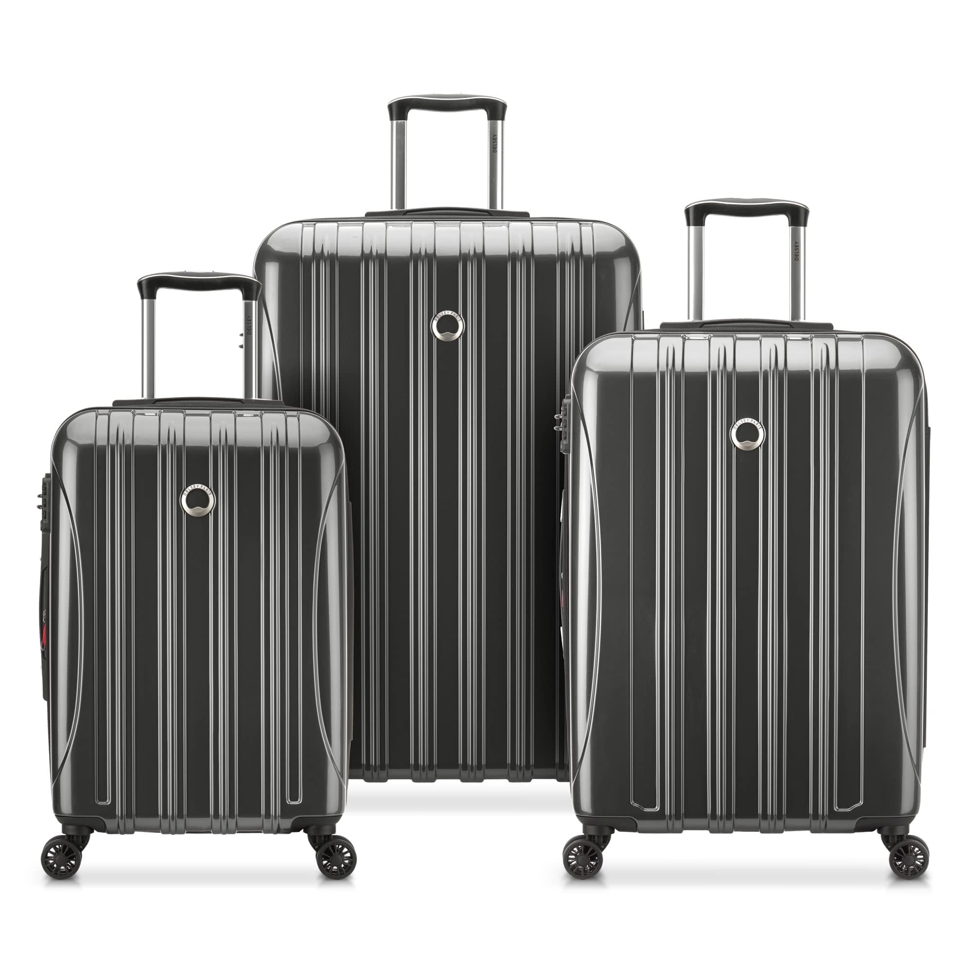 DELSEY PARISHelium Aero Hardside Expandable Luggage with Spinner Wheels, Titanium, 3-Piece Set (21/24/28)