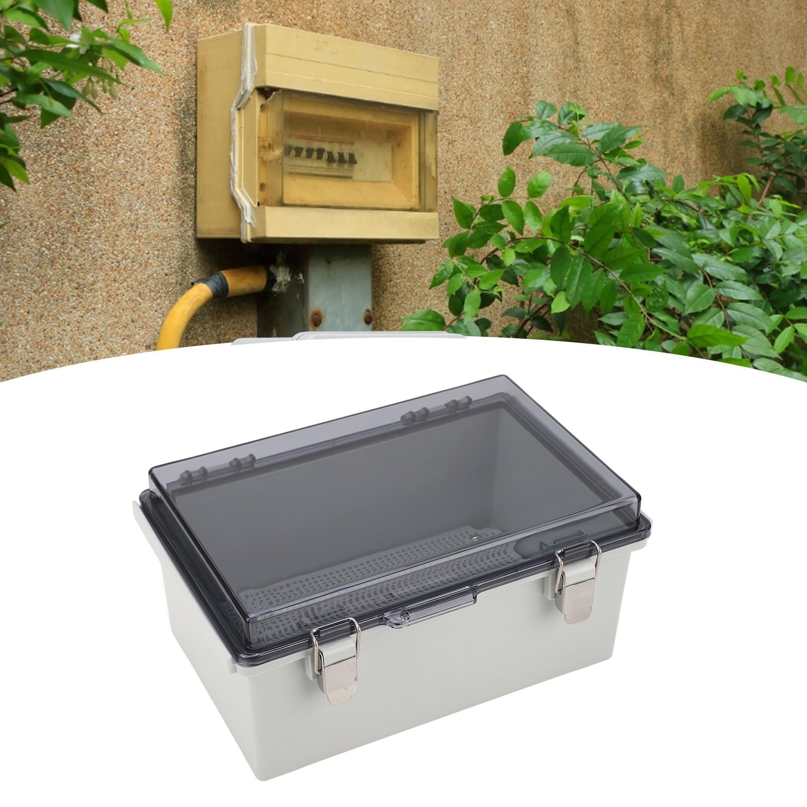 Abzweigdose mit transparenter Abdeckung, elektrisches Gehäuse aus ABS-Kunststoff, Verteilerkasten mit Schutzart IP67, mit Klappdeckel und Edelstahlschnalle, für den Innen- und