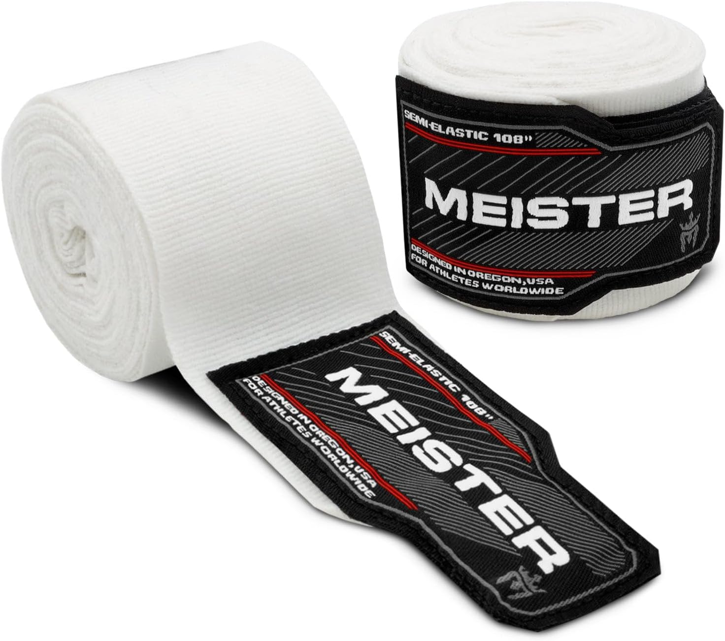 Meister Junior 108" Semi-Elastic Hand Wraps for Boxing & MMA - Small Hands Protection (Pair)