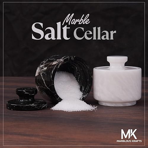 Miniatura 6 de MARBLOUS KRAFTS Elegante mármol blanco y negro 3.5 oz de sótano de sal, caja de baratijas y ollas de condimentos 3 "x 3" decoración de cocina