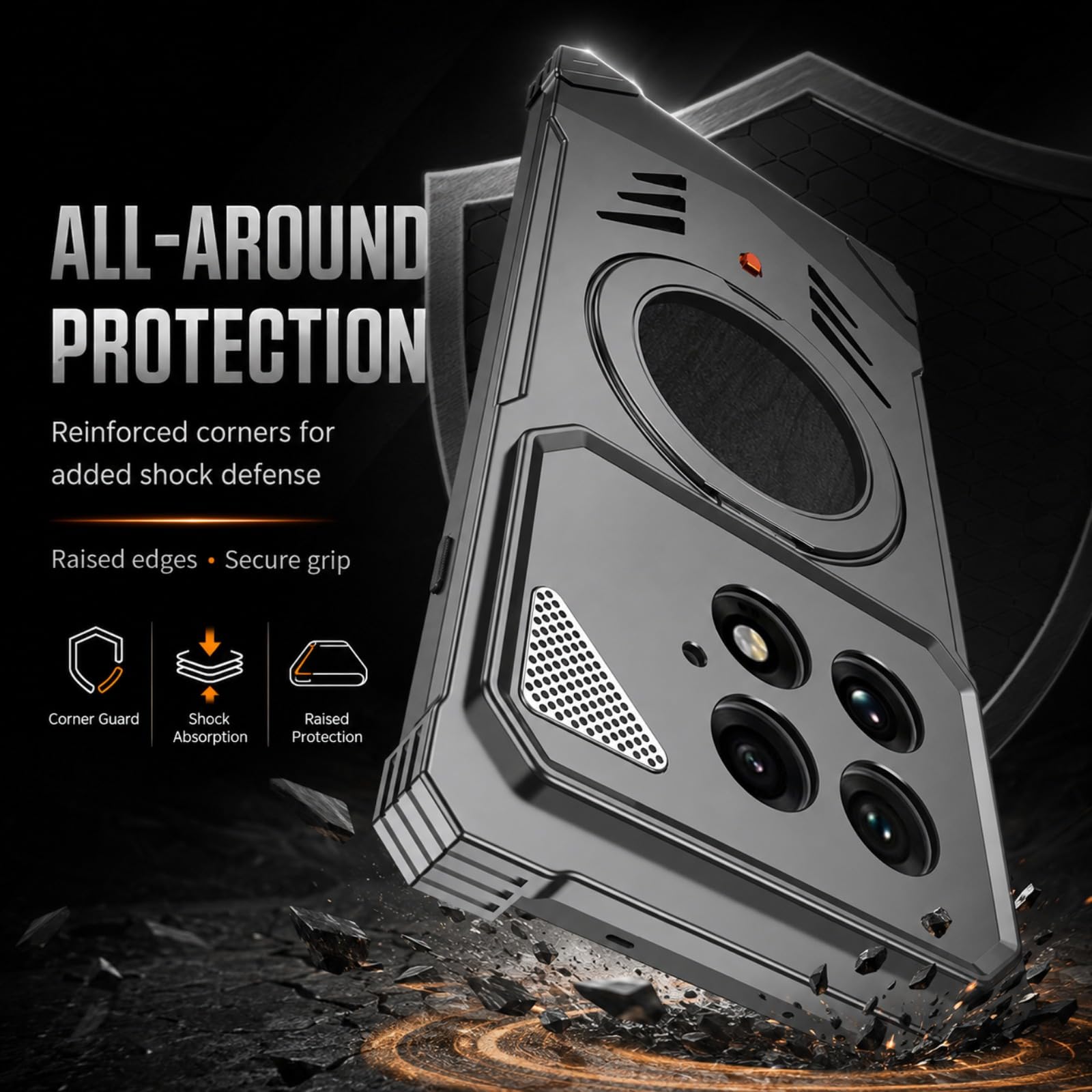 Funda para OnePlus 13 con Anillo Giratorio y Marco Abierto de Metal