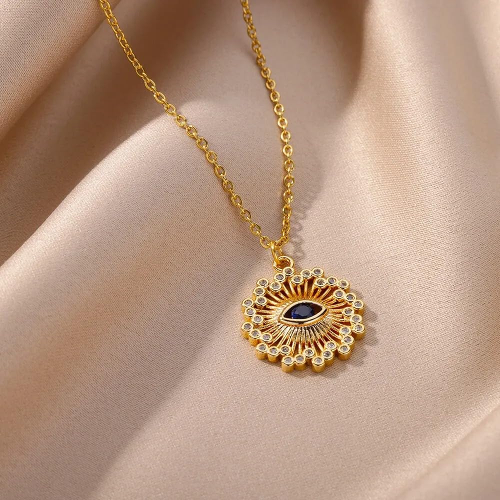 QHQQXN Accesorios para niñas Collar contra el Mal de Ojo para Mujeres y niñas, Collar Turco de Plata de Ley 925 con diseño de Mal de Ojo, Collar Bohemio con Forma de corazón, Collar contra el Mal de