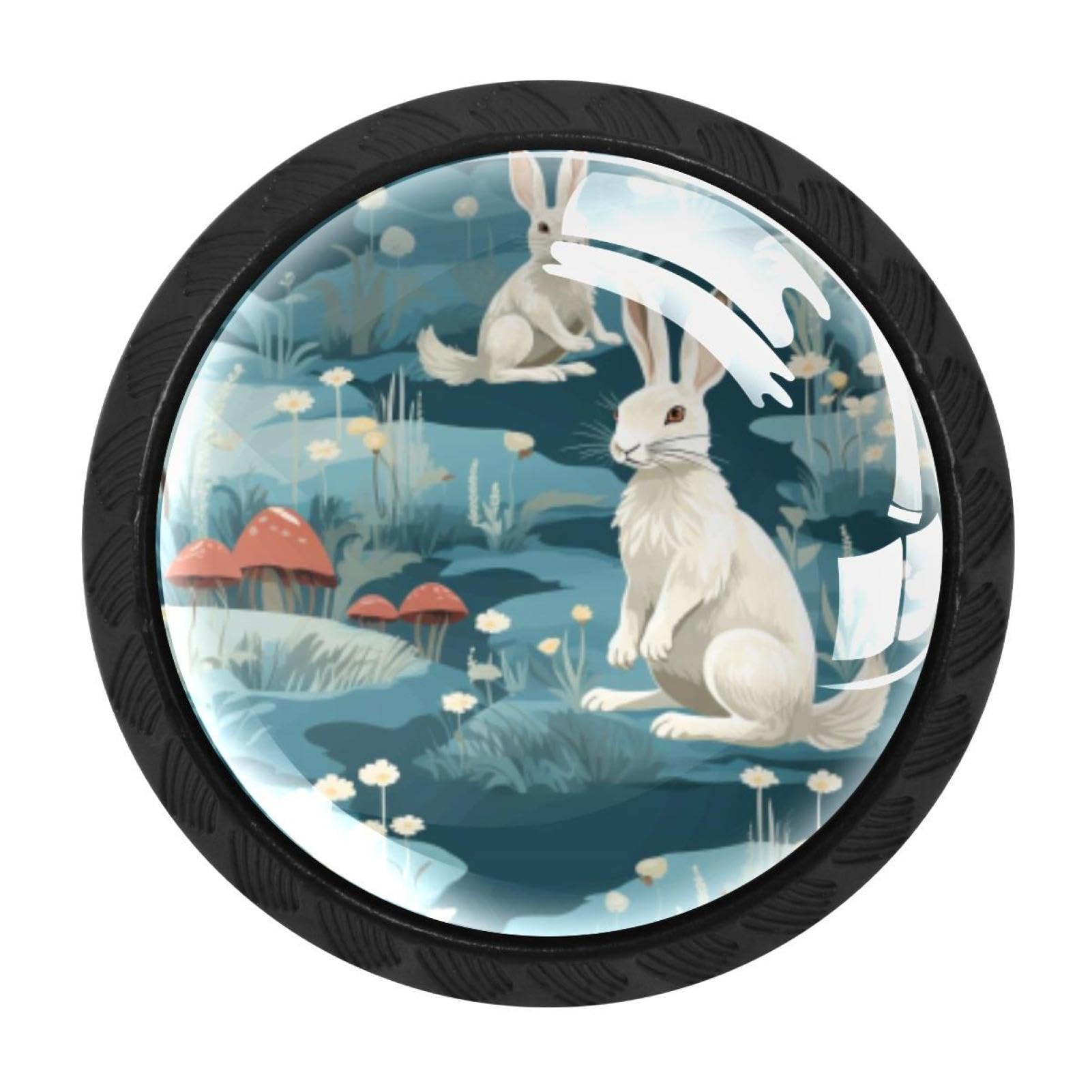 CHENZZZZ Rabbit Bunny Drawer Knobs Pull Handle Crystal Glass Circle Shape Cabinet Drawer Pulls Cupboard Knobs with Screws for Kitchen Cupboard Dresser Wardrobe etc