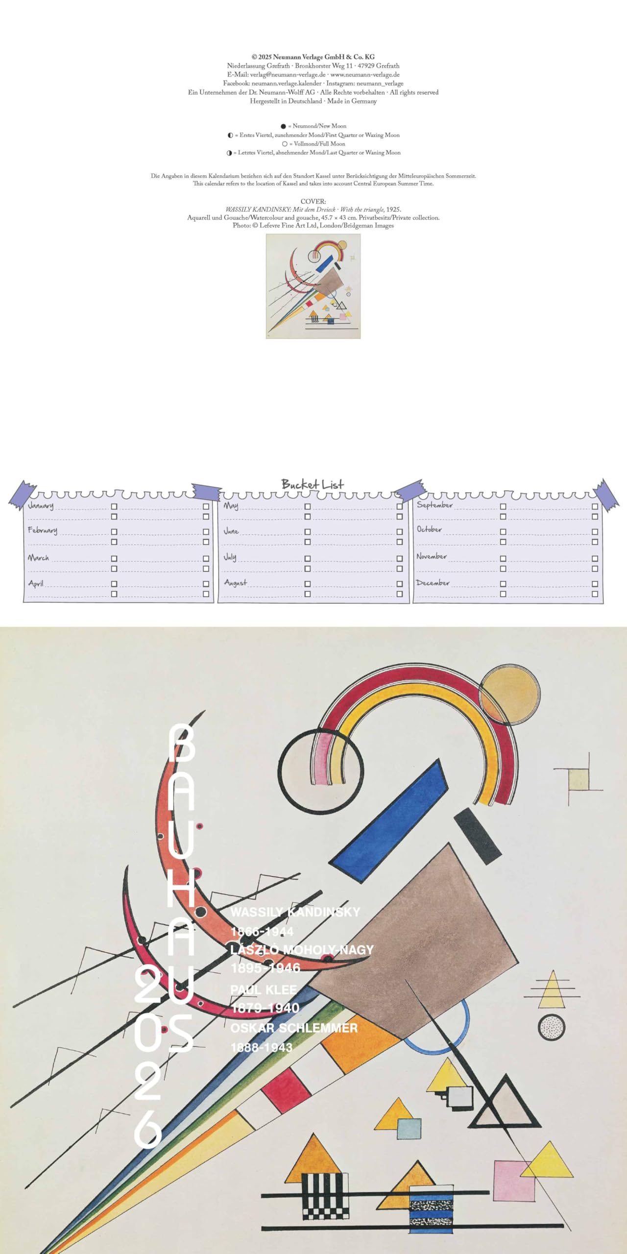 teNeues - Bauhaus 2026 – Kunst-Wandkalender 30x30 cm (30x60 cm geöffnet) | Broschürenkalender mit Meisterwerken für Bauhaus-Fans & Kunstliebhaber