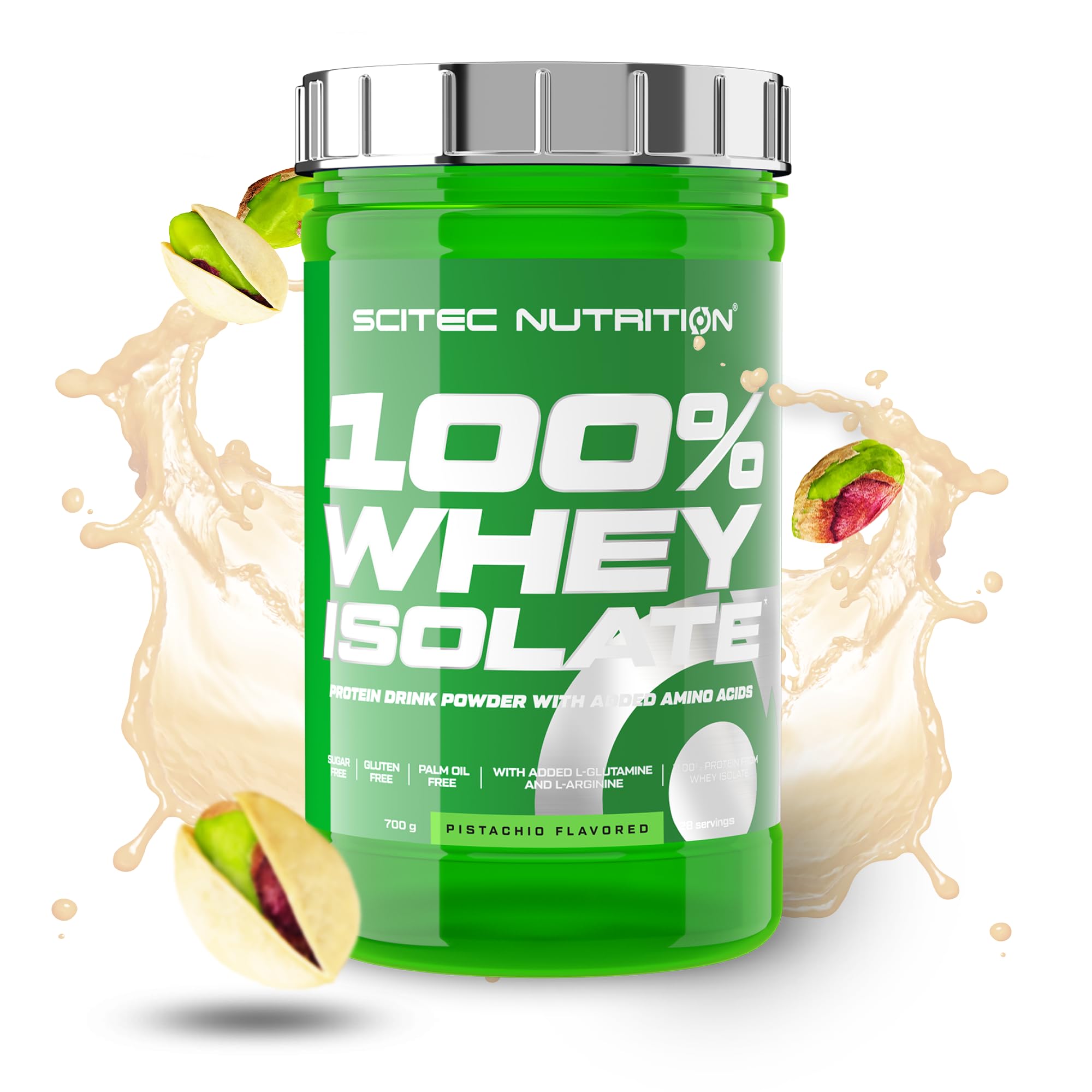 Scitec Nutrition 100% Whey Isolate - Pure Protein Power avec BCAAs - Glutamine & Arginine - Formule sans sucre ni gluten, 700 g, Pistache