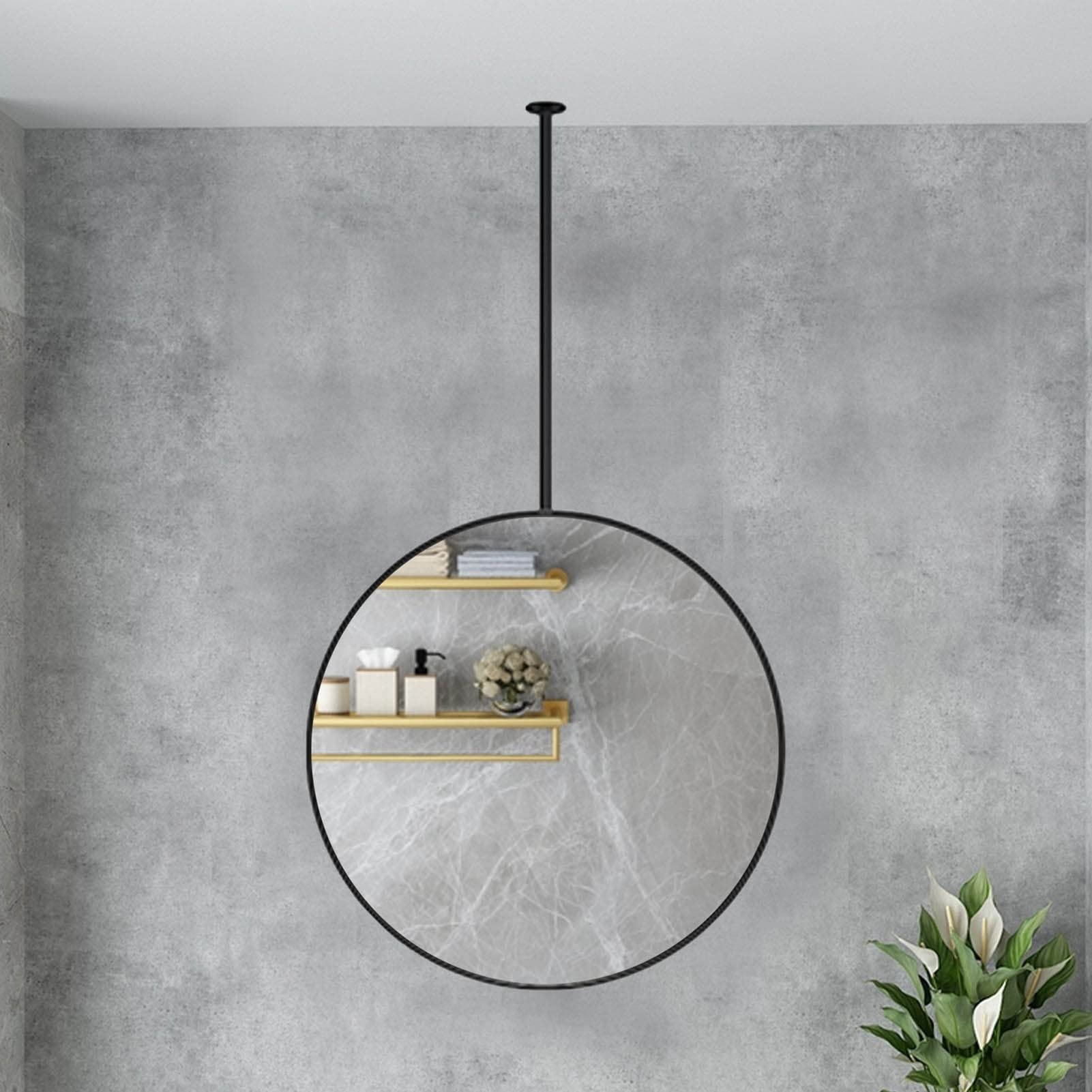 Miroir suspendu rond diamètre 70cm pour agrandir une entrée sombre