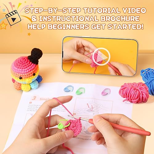 Miniatura 4 de LUWAZCY Kit de ganchillo para principiantes, kit de ganchillo de Navidad con tutoriales en video paso a paso para adultos y niños amantes del