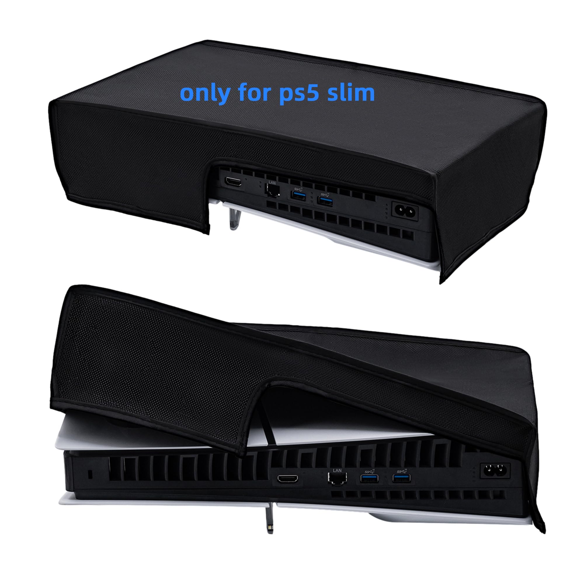 Mcbazel Horizontal Dust Cover for PS5 Slim Console Only 1680D Oxford Cloth Anti-Scratch Backend Cutaway Design Protective Case