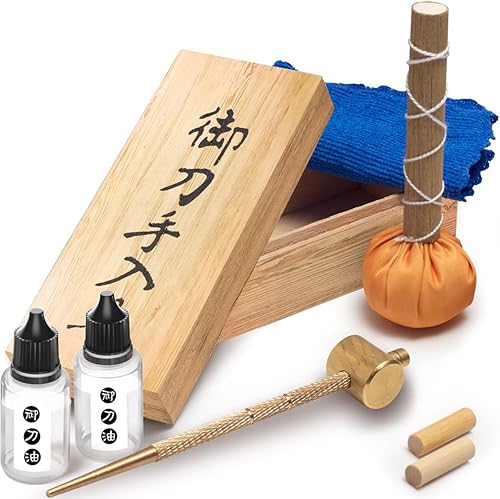 Miniatura 1 de Kit de limpieza Katana  Nuevo juego de katana de mantenimiento 2022 con aceite de espada Choji  Cuidado de las espadas katanas ninja japonesas