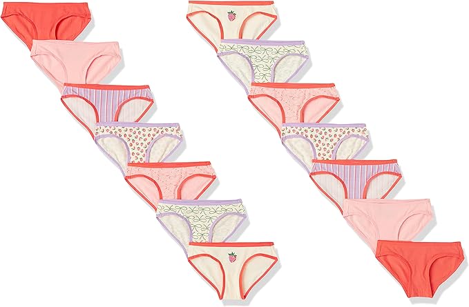 Amazon Essentials Girls' Bikini Underwear, Multipacks