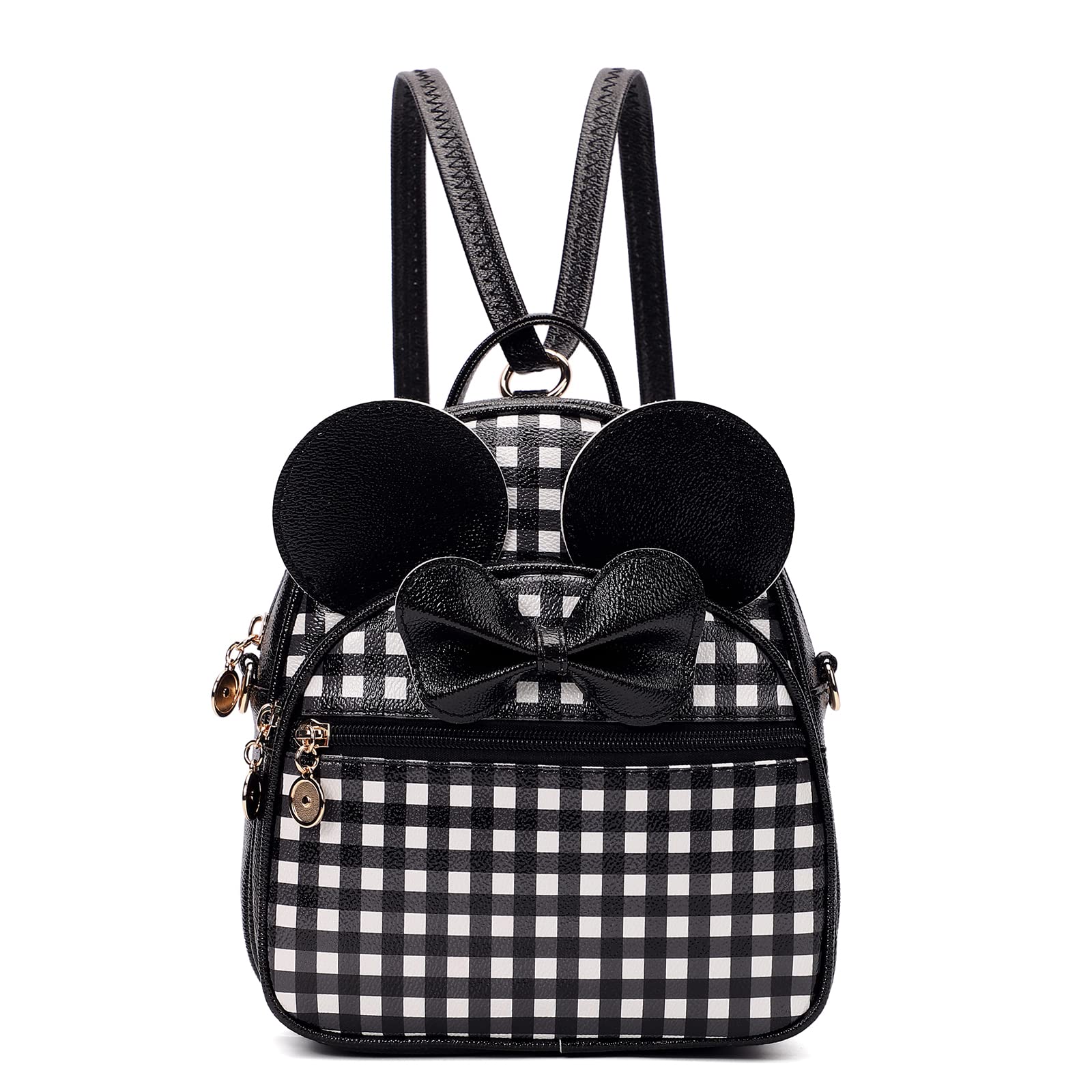 KL928 Girls Mini Backpack Bowknot Polka Dot Cute Small Daypacks Convertible Shoulder Bag Purse for Women